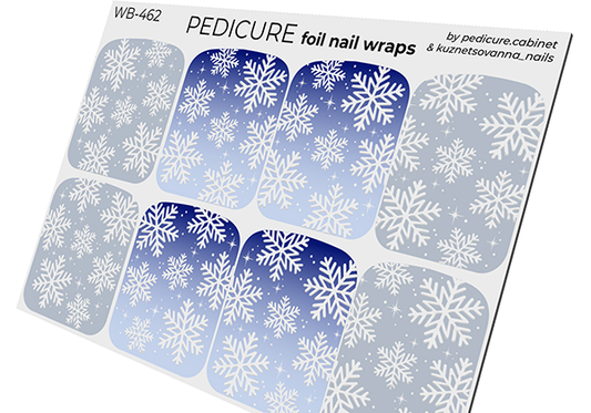 Pedicure Snowflakes Mix. Silver Foil. Large. Nail wraps WB-462
