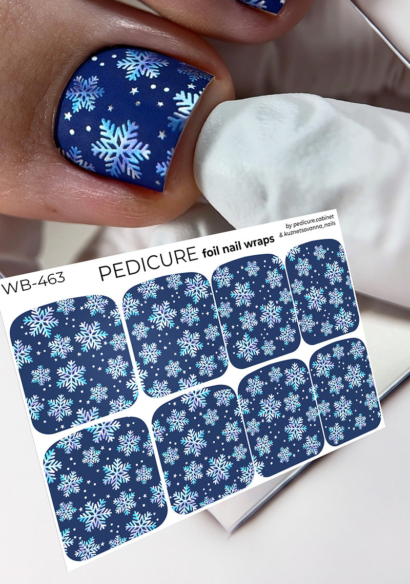 Pedicure Snowflakes. Colored Foil. Large. Nail wraps WB-463