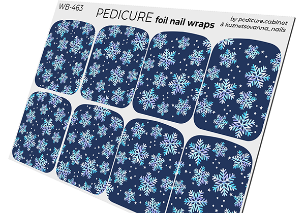 Pedicure Snowflakes. Colored Foil. Large. Nail wraps WB-463