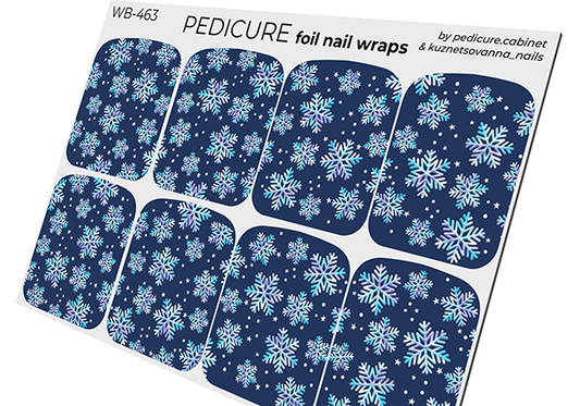 Pedicure Snowflakes. Colored Foil. Large. Nail wraps WB-463