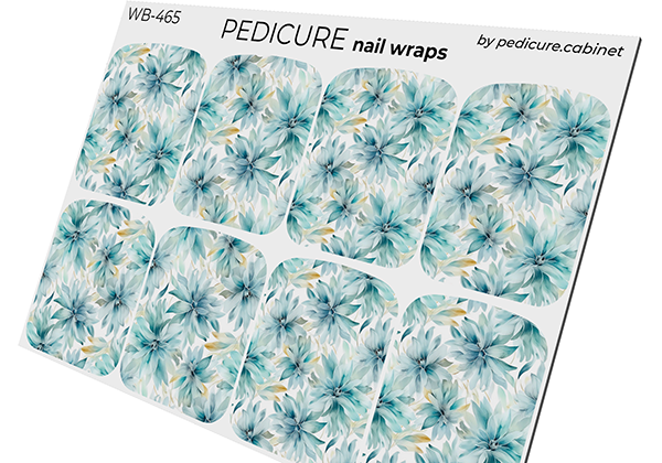 Pedicure Flowers. Blue. Large. Nail wraps WB-465