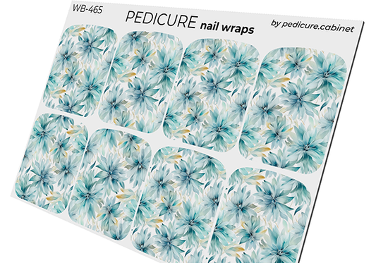 Pedicure Flowers. Blue. Large. Nail wraps WB-465