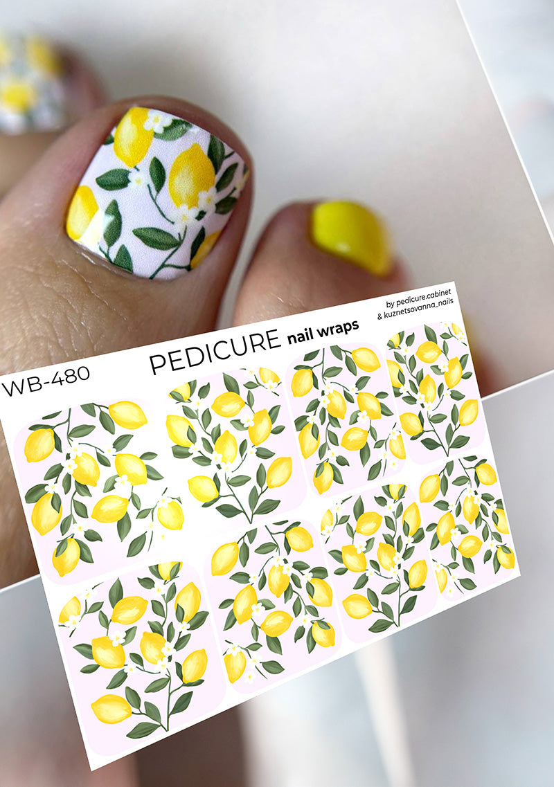 Pedicure Lemons. Large. Nail wraps WB-480