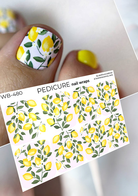 Pedicure Lemons. Large. Nail wraps WB-480