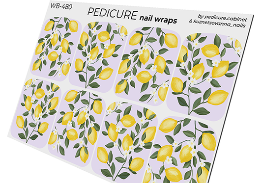 Pedicure Lemons. Large. Nail wraps WB-480