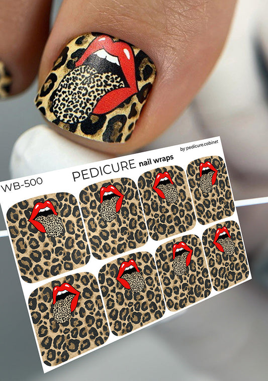Pedicure Lips. Leo Tongue. Large. Nail wraps WB-500