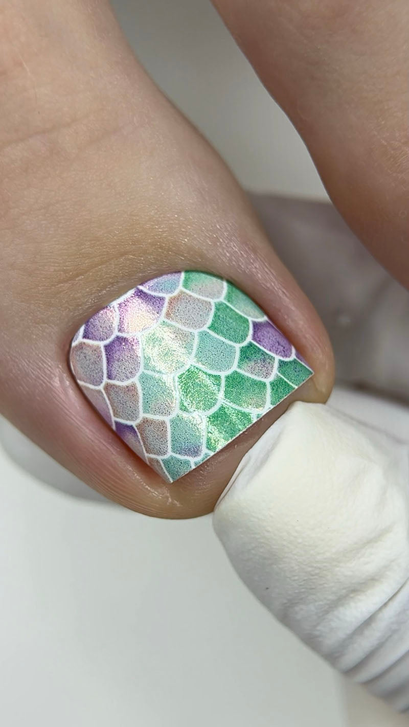 Pedicure Mermaid Mix. Colored Foil. Large. Nail wraps WB-513