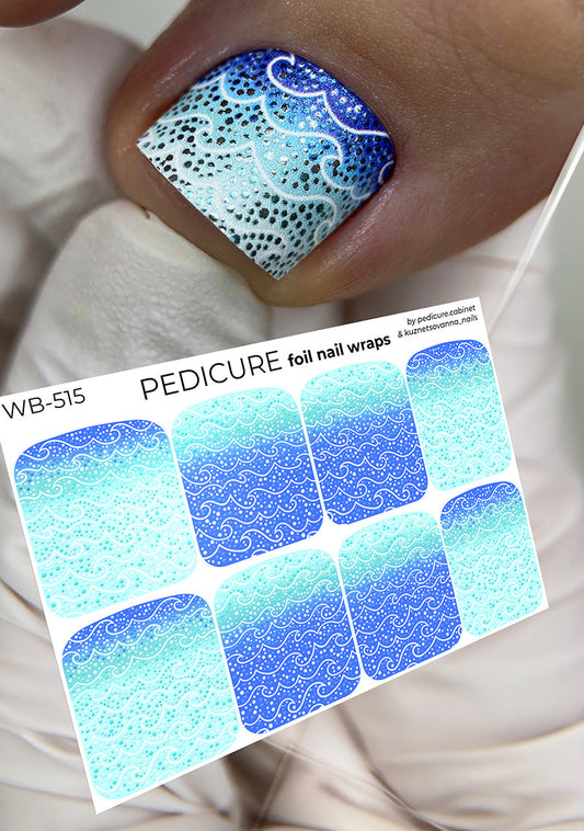 Pedicure Waves. Colored Foil. Large. Nail wraps WB-515