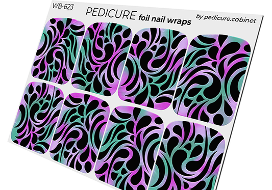 Pedicure Ornament. Colored Foil. Large. Nail wraps WB-623