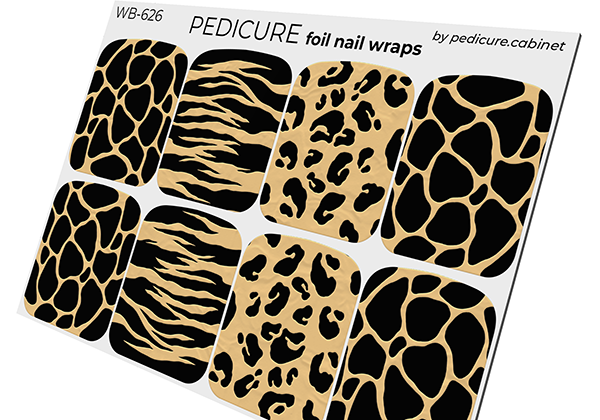 Pedicure Animal. Colored Foil (Bronze). Large. Nail wraps WB-626