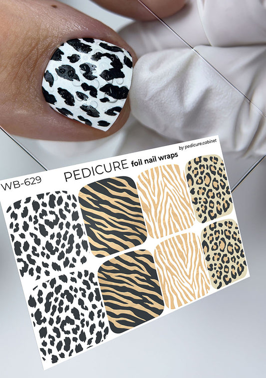 Pedicure Mix Animal. Colored Foil (Bronze). Large. Nail wraps WB-629