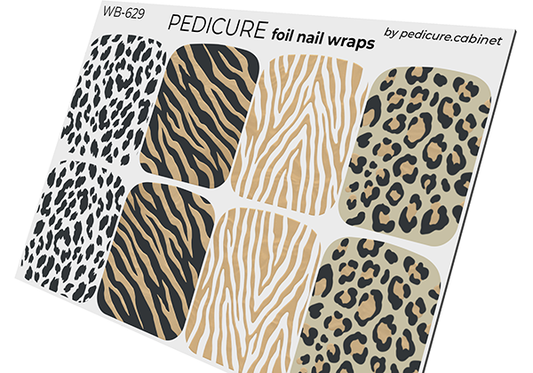 Pedicure Mix Animal. Colored Foil (Bronze). Large. Nail wraps WB-629