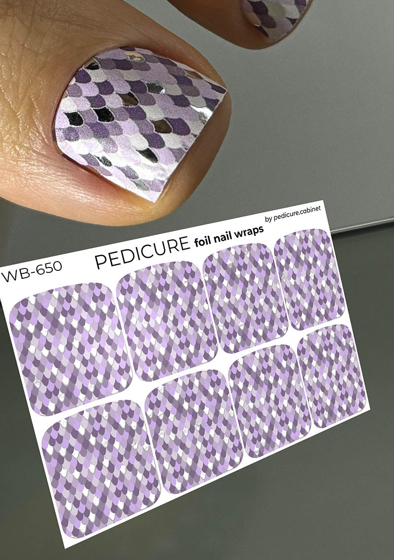 Pedicure Python Purple. Foil silver. Large. Nail wrap WB-650