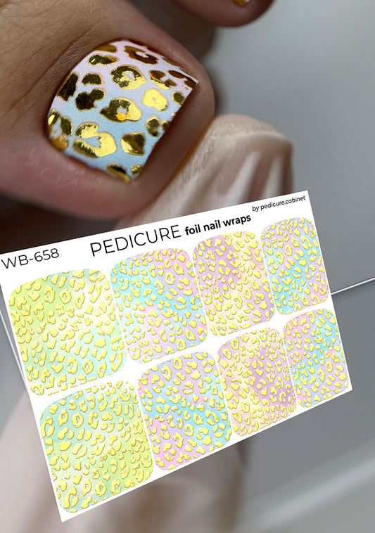 Pedicure Leo. Gold Foil. Large. Nail wraps WB-658
