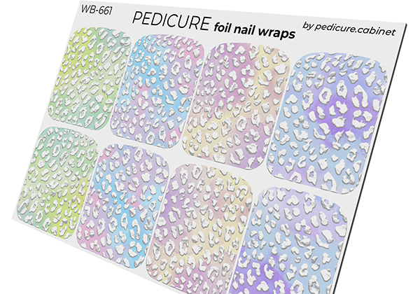 Pedicure Leo. Silver Foil. Large. Nail wraps WB-661