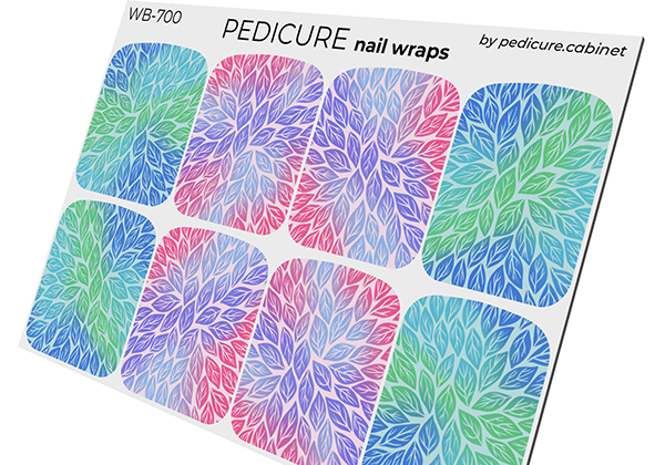 Pedicure Gradient Leaves. Two Backgrounds. Large. Nail wrap WB-700