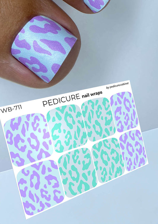 Pedicure Large Purple and Green Leo. Large. Nail wrap WB-711