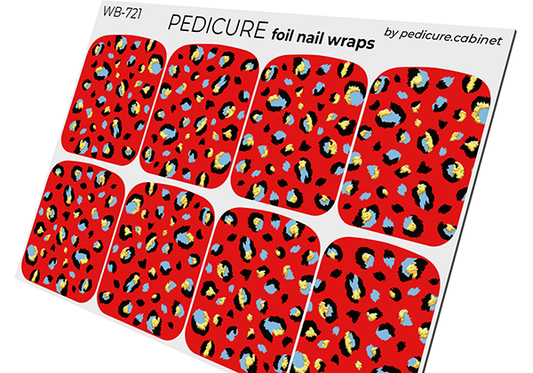 Pedicure Red Leo. Gold Foil. Large. Nail wrap WB-721