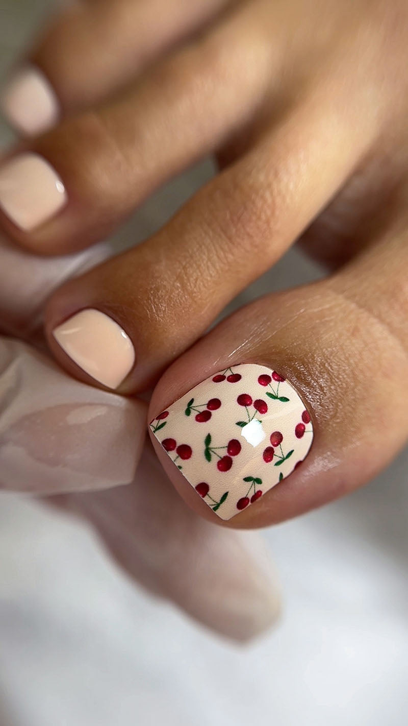 Pedicure Cherry. Large. Nail wrap WB-739