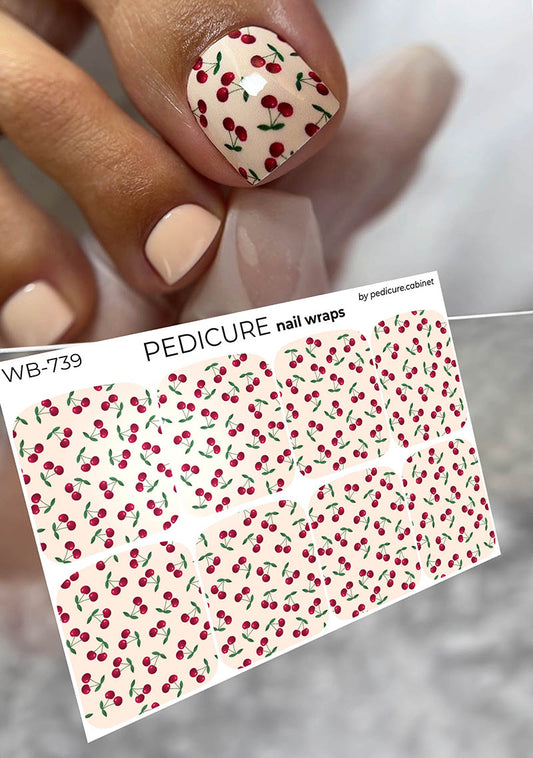 Pedicure Cherry. Large. Nail wrap WB-739