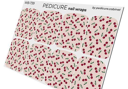 Pedicure Cherry. Large. Nail wrap WB-739