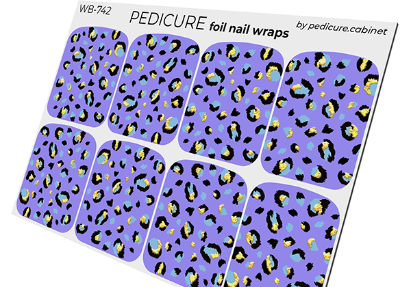 Pedicure Purple Leo. Gold Foil. Large. Nail wrap WB-742