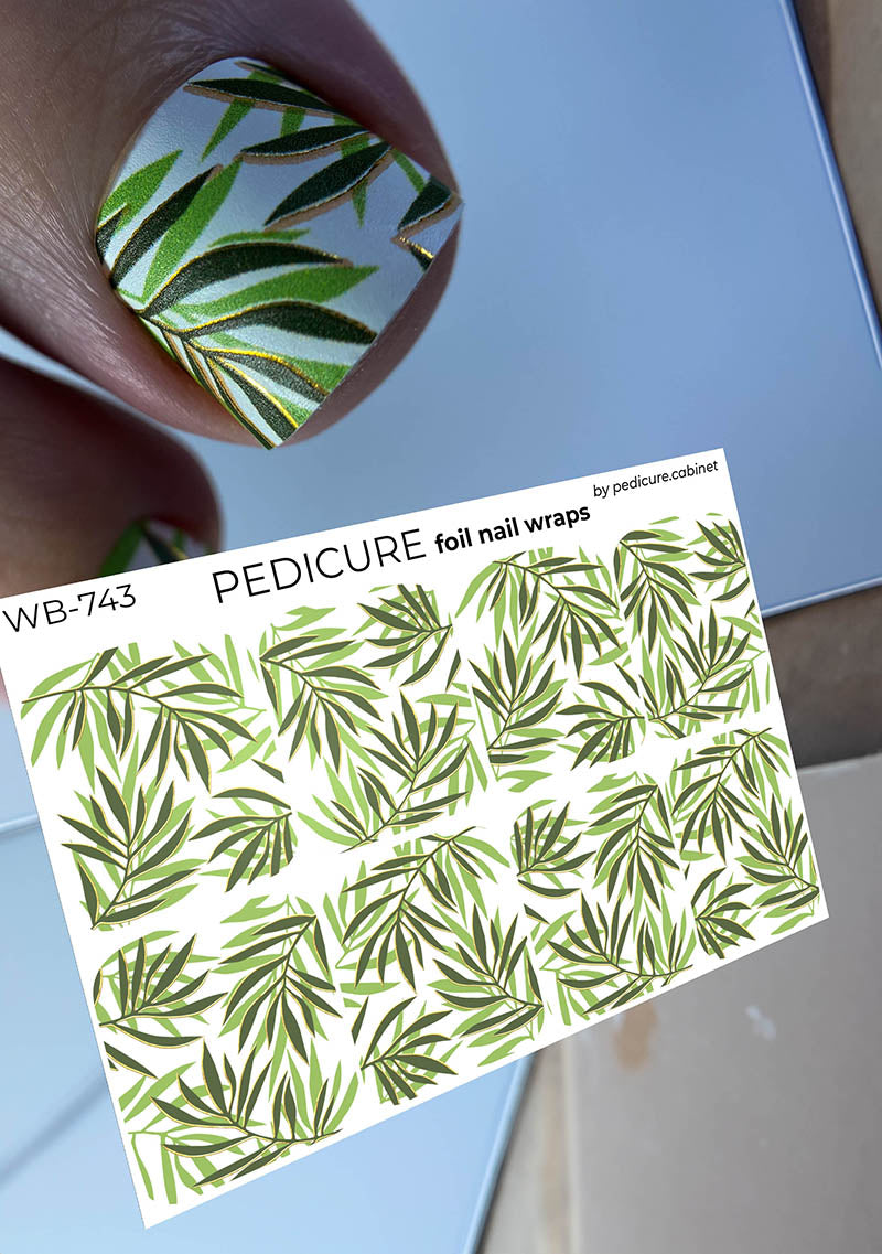 Pedicure Leaves. Gold Foil. Large. Nail wrap WB-743