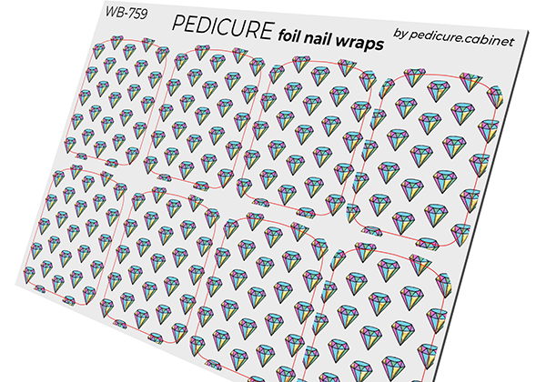 Pedicure Diamonds. Foil gold. Large. Nail wrap WB-759