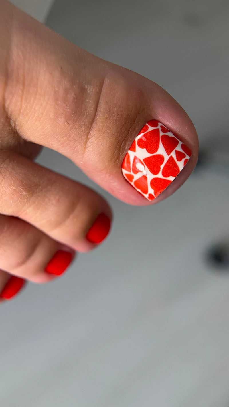 Pedicure of the Heart. White background. Large. Nail wrap WB-786