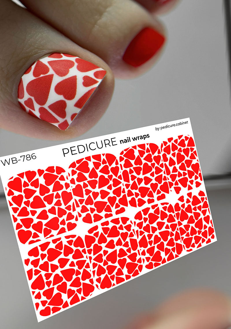 Pedicure of the Heart. White background. Large. Nail wrap WB-786