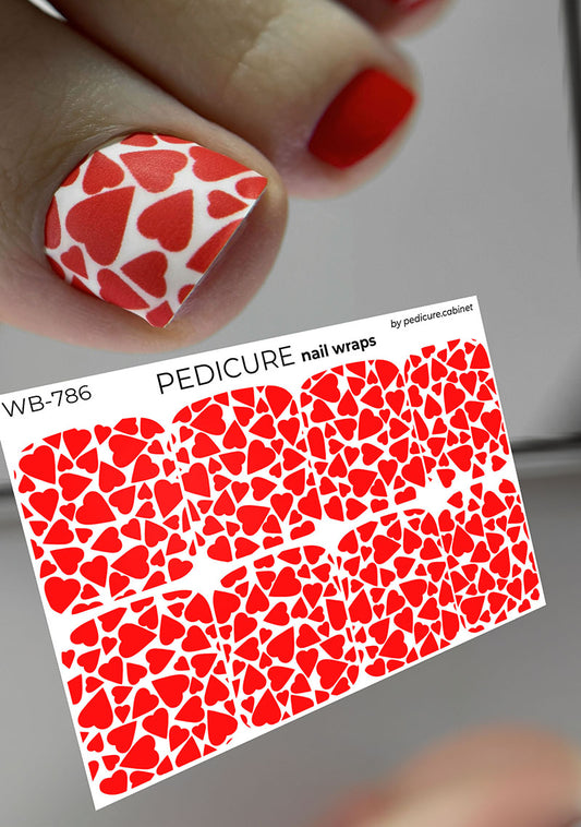 Pedicure of the Heart. White background. Large. Nail wrap WB-786