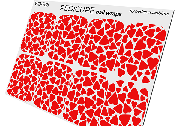 Pedicure of the Heart. White background. Large. Nail wrap WB-786