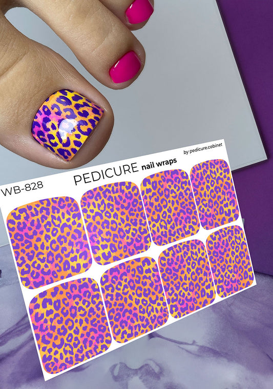 Pedicure Leo. Purple spots. Large. Nail wrap WB-828