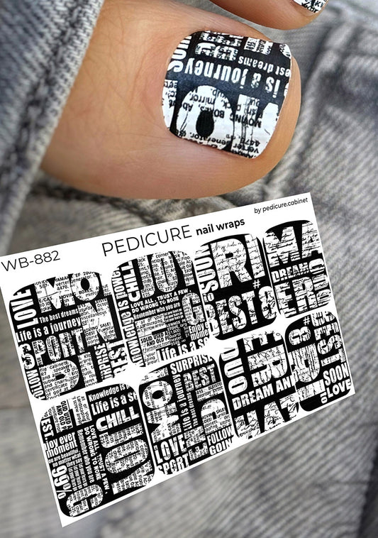 Pedicure Newspaper. Large. Nail wrap WB-882