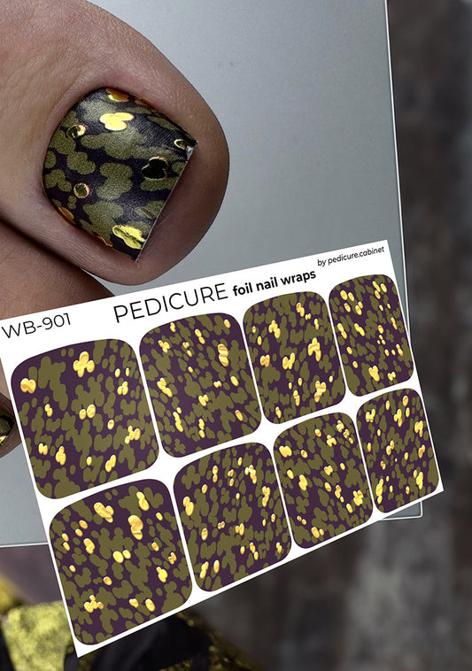 Pedicure Khaki stains. Foil gold. Large. Nail wrap WB-901