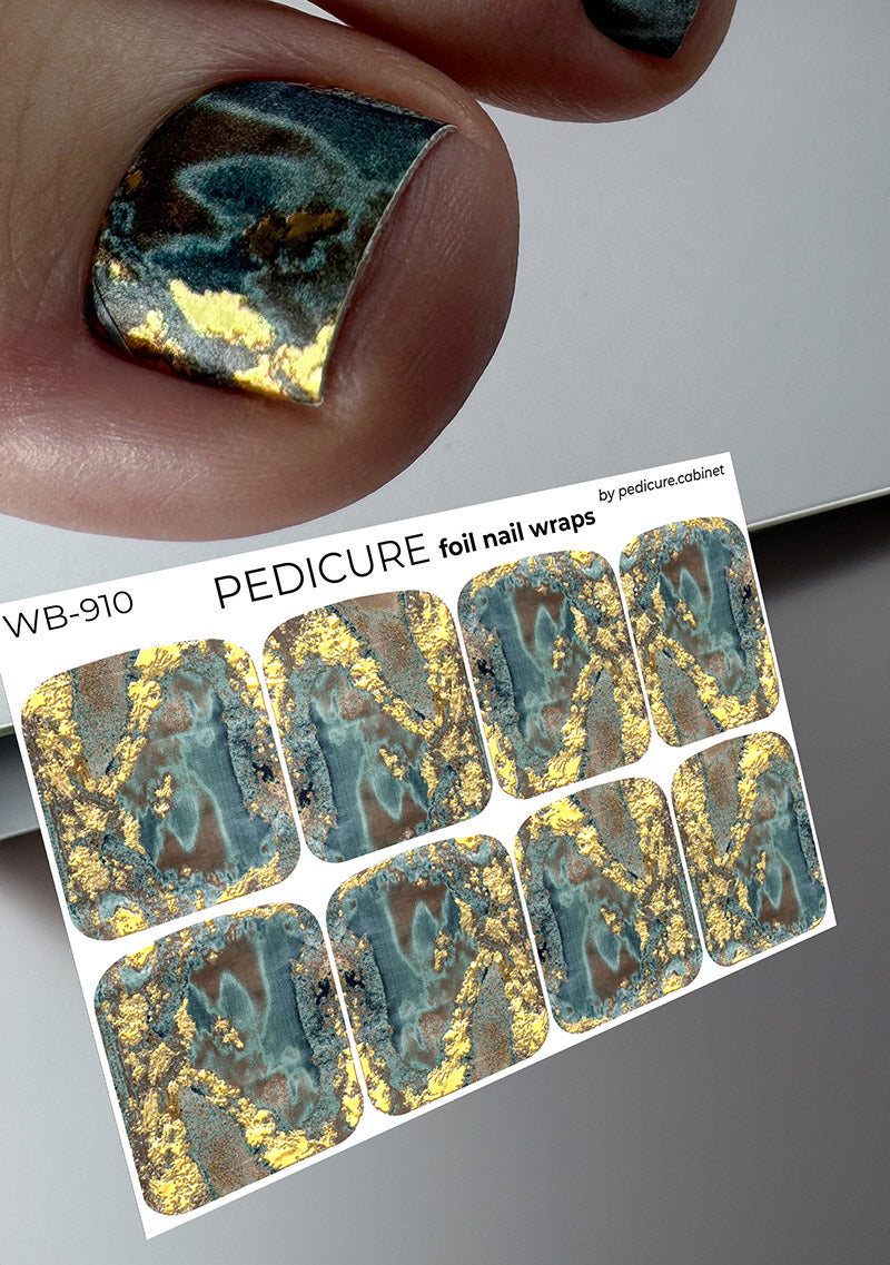 Pedicure Fabric. Foil gold. Large. Nail wrap WB-910