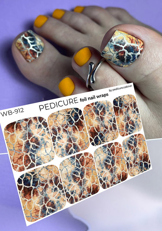 Pedicure Desert. Foil silver. Large. Nail wrap WB-912