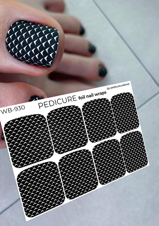 Pedicure Checkmarks. Foil silver. Large. Nail wrap WB-930