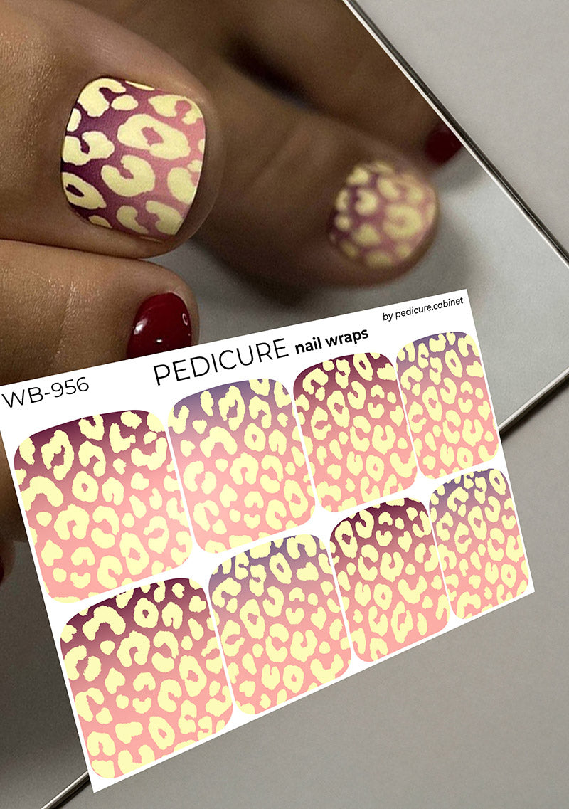 Pedicure Leo gradient. Yellow spots. Large. Nail wrap WB-956