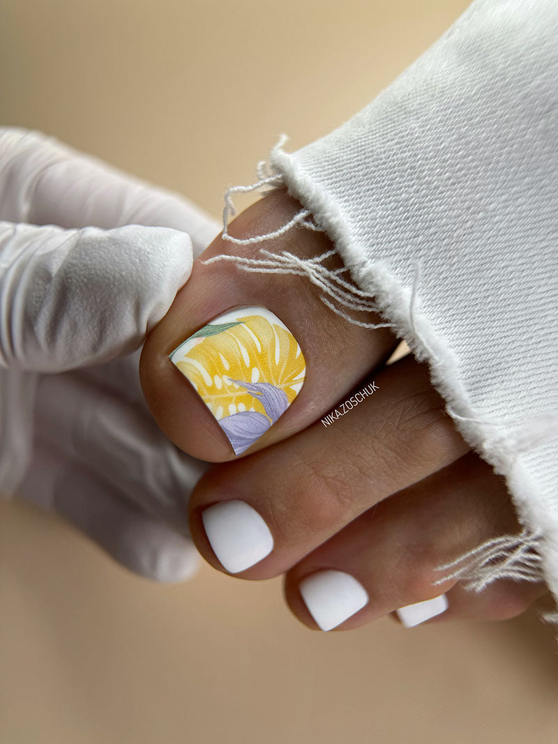 Pedicure Large leaves. Pastel. Large. Nail wrap WB-960