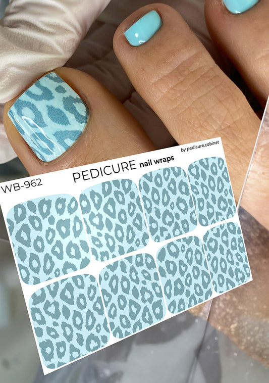 Pedicure Leo monochrome. Blue. Large. Nail wrap WB-962