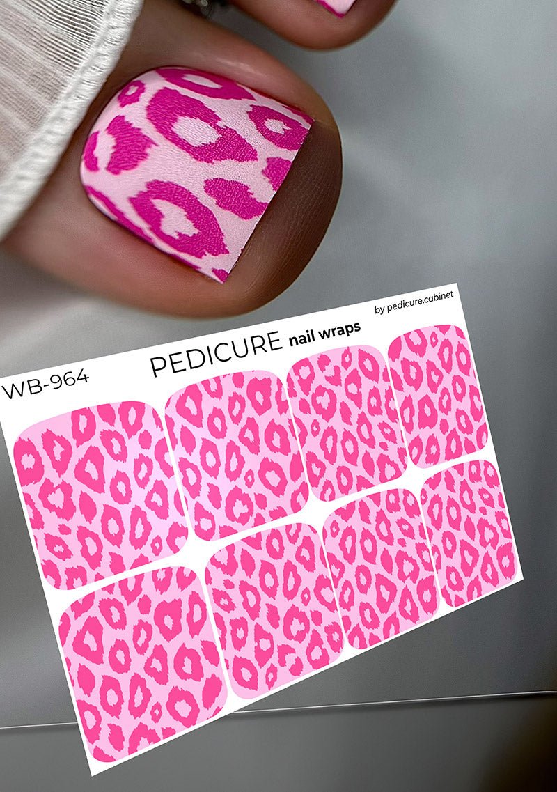 Pedicure Leo monochrome. Pink. Large. Nail wrap WB-964