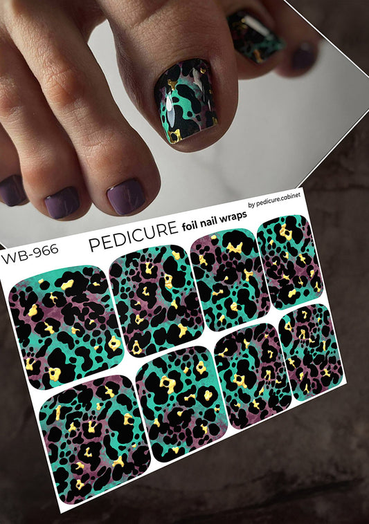 Pedicure Spots. Dark green. Foil gold. Large. Nail wrap WB-966