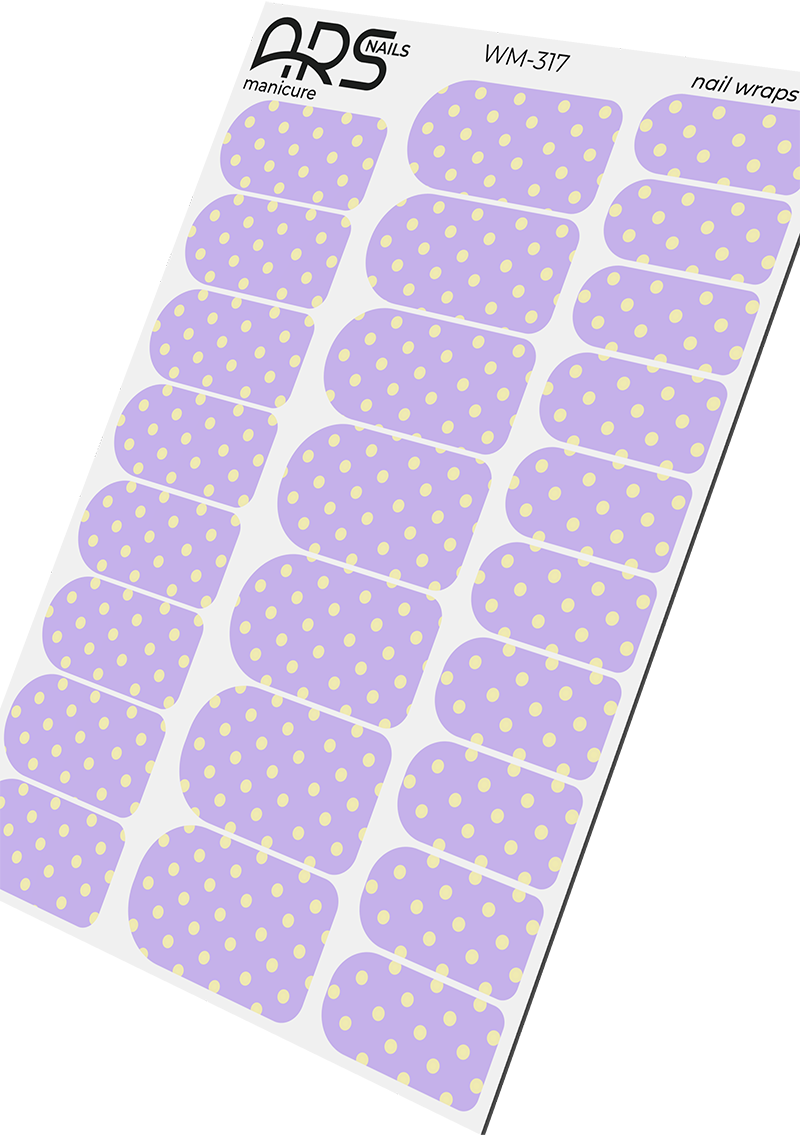 Manicure Polka dots yellow. Nail wraps WM-317