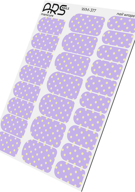Manicure Polka dots yellow. Nail wraps WM-317