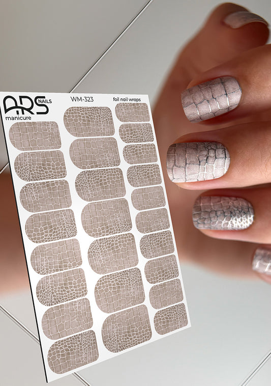 Manicure Python beige. Colored Foil. Nail wraps WM-323