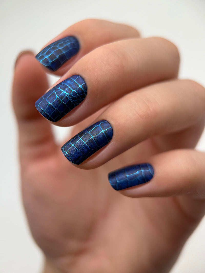 Manicure Python blue. Colored Foil. Nail wraps WM-324