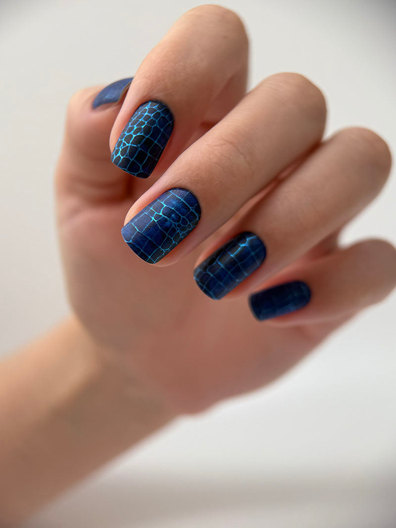 Manicure Python blue. Colored Foil. Nail wraps WM-324