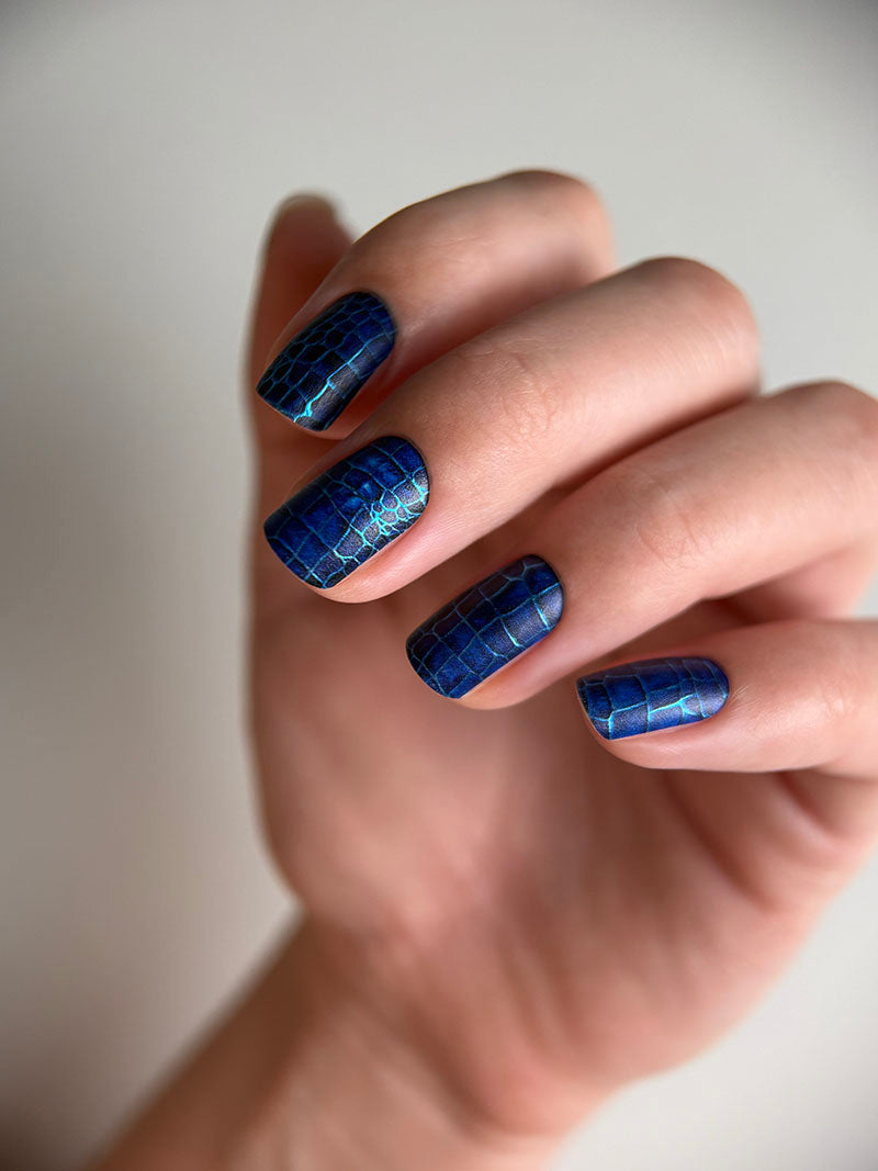 Manicure Python blue. Colored Foil. Nail wraps WM-324