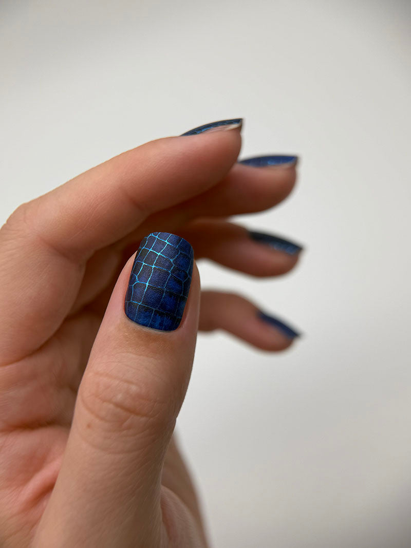 Manicure Python blue. Colored Foil. Nail wraps WM-324